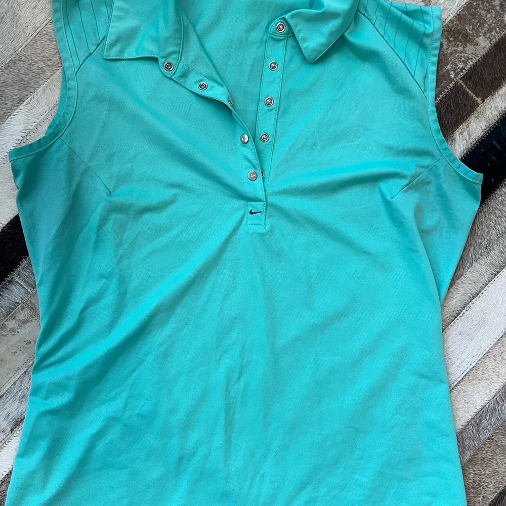 Nike Women's Turquoise Sleeveless Polo Top